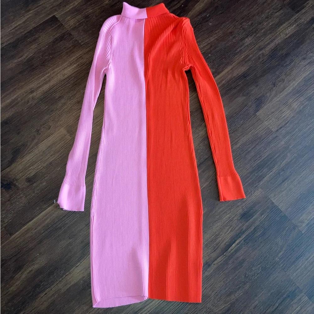 Staud Pink and red Colorblock Long Sleeve Dress with buttons size L - Picture 5 of 5